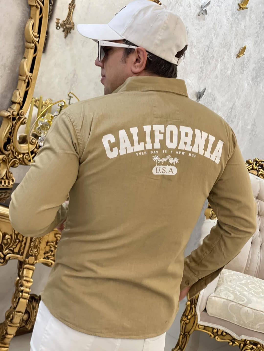 پیراهن پارچه کتان ۴۸۰ گرمی درجه ۱ شست و سنگ شور شده مدل سایز M